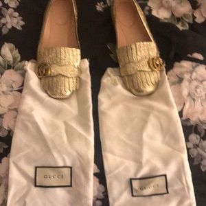 Gucci Marmot Gold Loafers